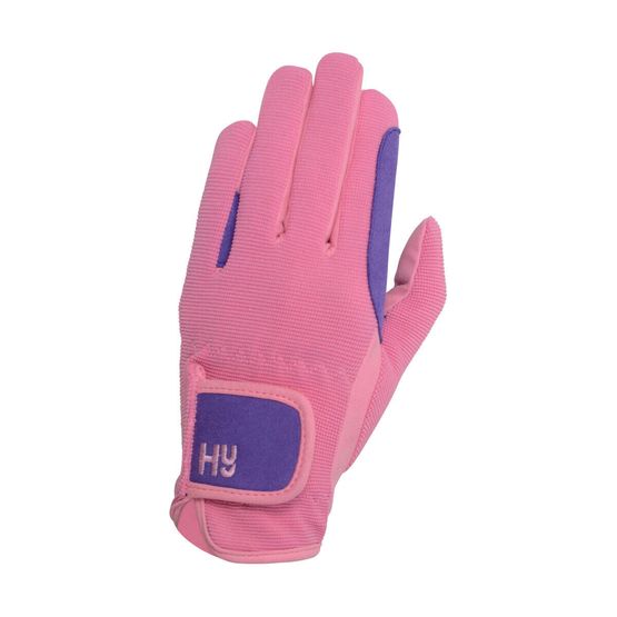 Hy5 Children's Two Tone Riding Gloves - Purple/Pink