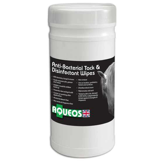 Aqueos Equine Anti-Bacterial Tack &amp; Disinfectant Wipes - 200 wipes