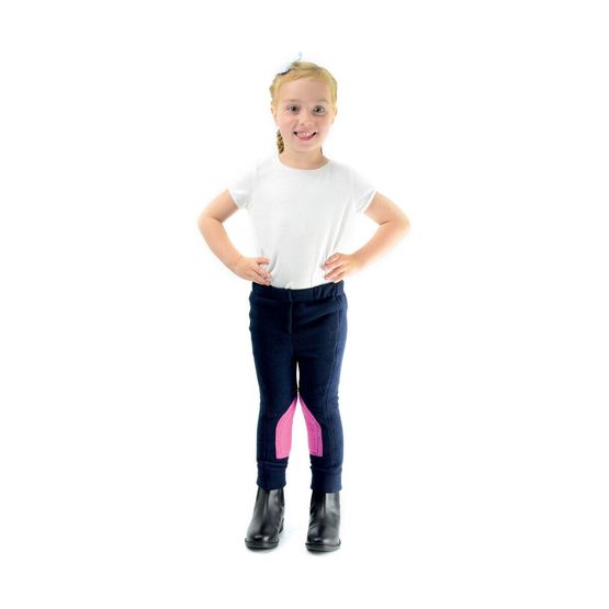 HyPERFORMANCE Fleece Tots Jodhpurs - Navy/Pretty Pink