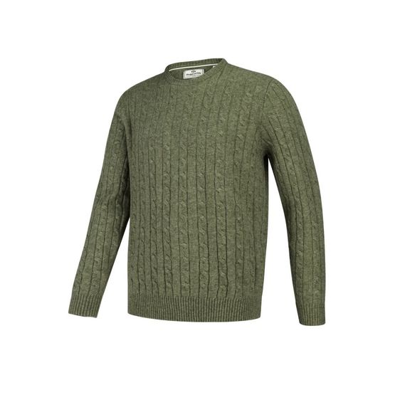 Hoggs Jedburgh Crew Neck Cable Knit Jumper - Thyme