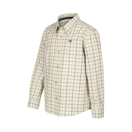 Hoggs Ambassador Junior Premier Tattersall Shirt - Ivory/Navy
