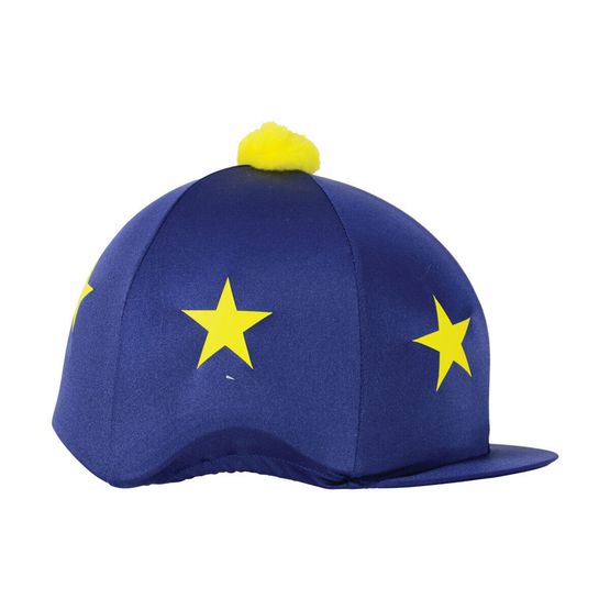 HyFASHION Star Print Bobble Hat Cover - Navy/Yellow