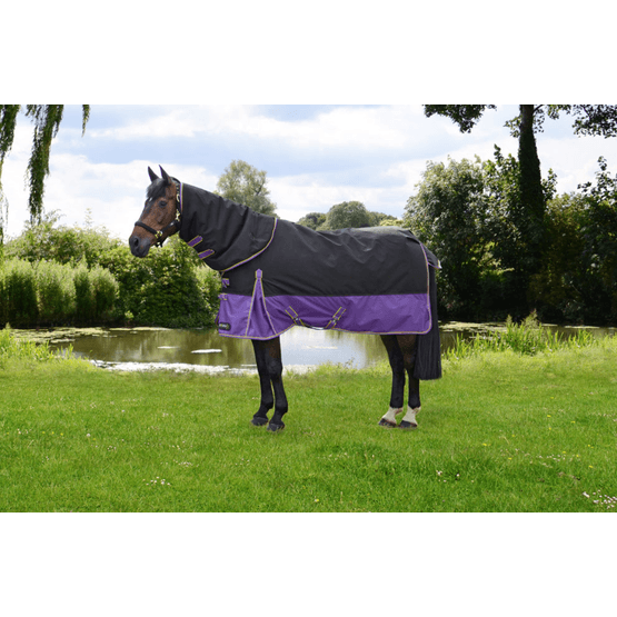 StormX Original 200 Turnout Rug with Detachable Neck Cover - Black/Purple/Yellow