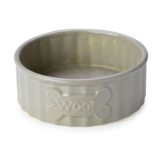 House of Paws Woof Bone Dog Bowl - Mink