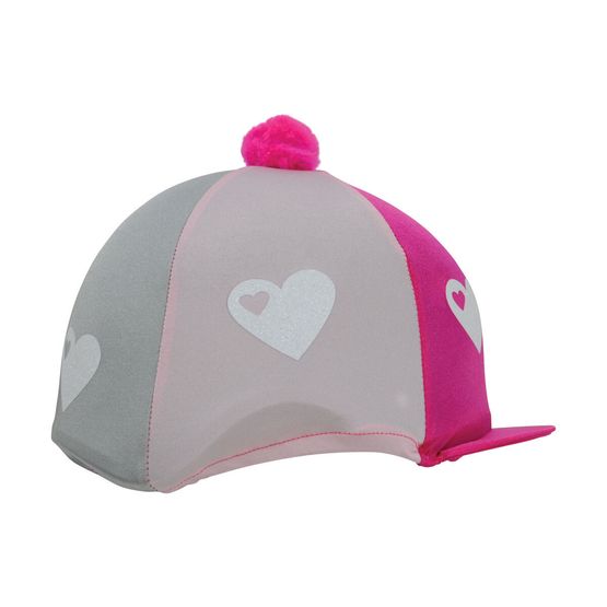 Hy Equestrian Glitter Hearts Hat Cover - One Size