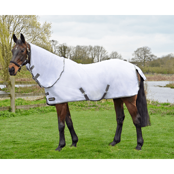 StormX Original Warrior Detachable Neck Fly Rug - White/Grey