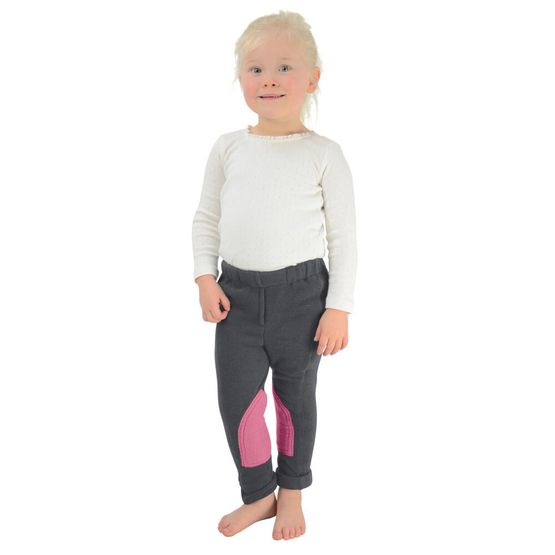 Hy Equestrian Fleece Tots Jodhpurs - Grey/Pink