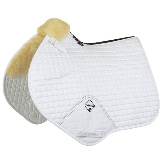 LeMieux Lambswool GP/Jumping Square Half Lined - Natural Wool/White Fabric