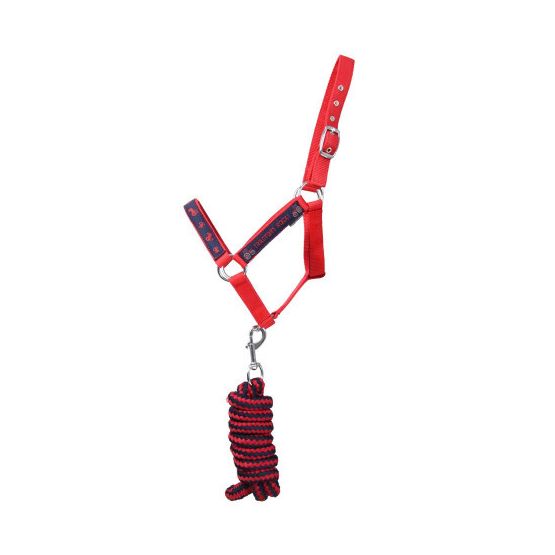 Hy Equestrian Tractors Rock Head Collar and Lead Rope - Navy/Red