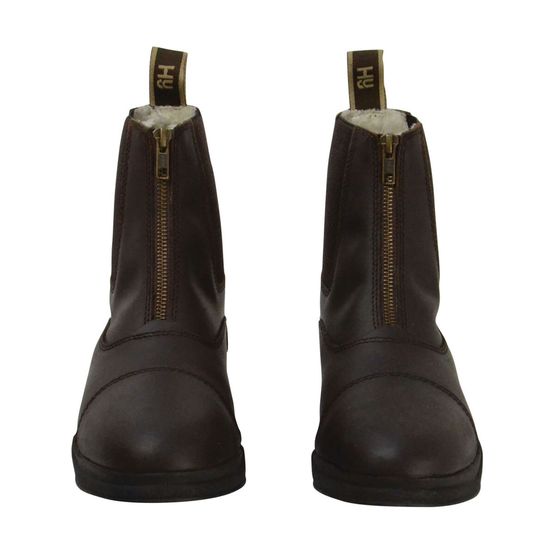 HyLAND Fleece Lined Wax Leather Zip Jodhpur Boot - Brown