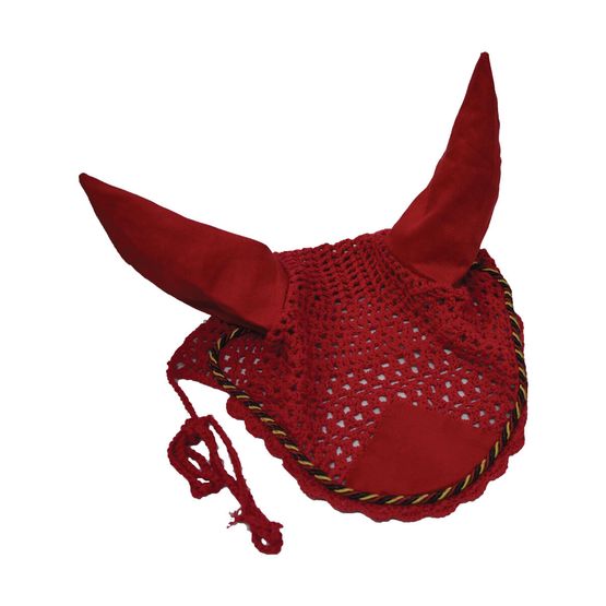 Hy Deluxe Cotton Fly Screen with Cord Binding - Red with Black &amp; Gold Cord