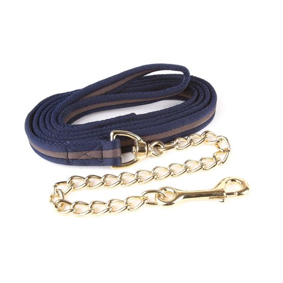 Hy Soft Webbing Lead Rein with Chain - Navy/Grey