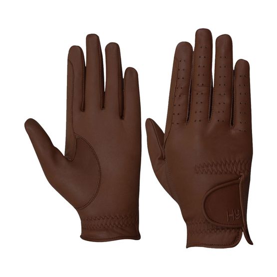 Hy5 Leather Riding Gloves - Brown