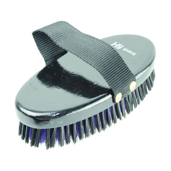 HySHINE Wooden Body Brush - Black/Purple - 19.5 x 9.2cm