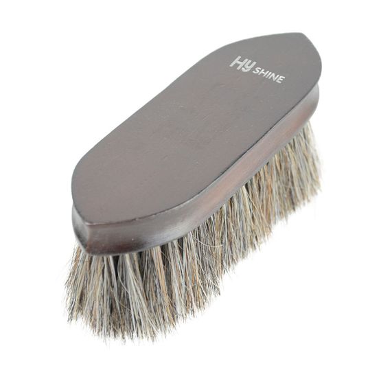 HySHINE Deluxe Horse Hair Wooden Dandy Brush - Dark Brown - 18 x 5.7cm