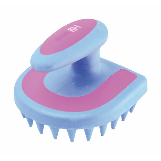 HySHINE Horseshoe Massage Brush - Blue/Pink - 11 x 11cm